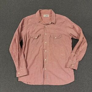 Vintage US Expedition Western Shirt Mens L Red Good Snap Pearl Gingham Check